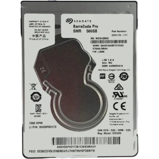 Жесткий диск SEAGATE BARRACUDA ORIGINAL SATA-III 500Gb Notebook/Desktop (7200rpm) 128Mb 2.5" ST500LM034 Жесткий диск SEAGATE BARRACUDA ORIGINAL SATA-III 500Gb Notebook/Desktop (7200rpm) 128Mb 2.5" ST500LM034