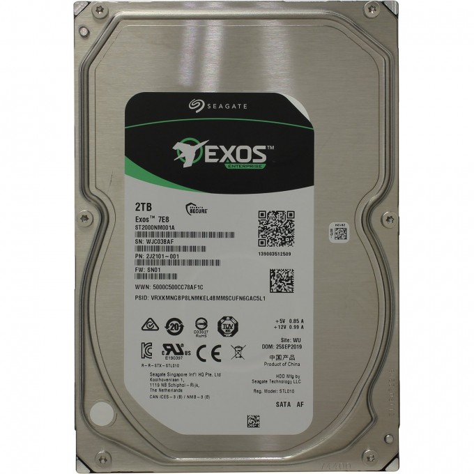 Жесткий диск SEAGATE EXOS 7E8 3.5" 2TB 6GB/S 256 MB ST2000NM001A Жесткий диск SEAGATE EXOS 7E8 3.5" 2TB 6GB/S 256 MB ST2000NM001A