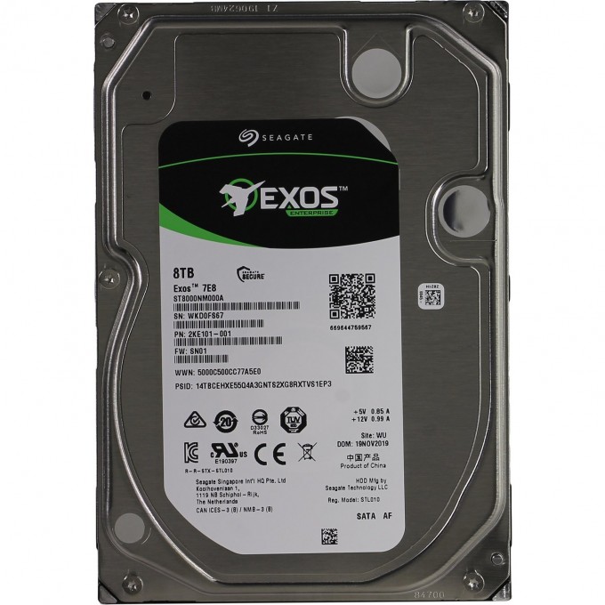 Жесткий диск SEAGATE EXOS 7E8 ORIGINAL SATA-III 8TB NAS 512E (7200RPM) 256MB 3.5" ST8000NM000A Жесткий диск SEAGATE EXOS 7E8 ORIGINAL SATA-III 8TB NAS 512E (7200RPM) 256MB 3.5" ST8000NM000A