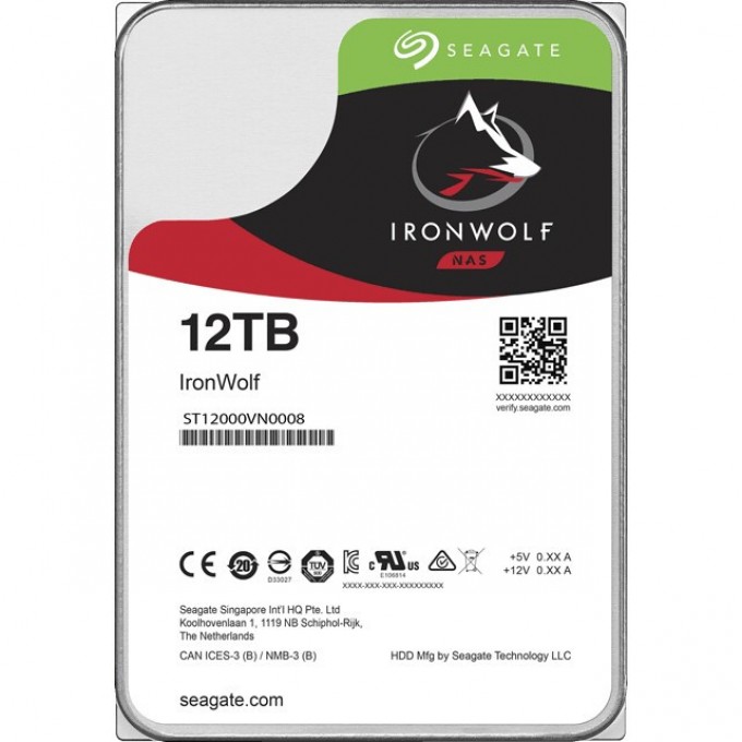 Жесткий диск SEAGATE IRONWOLF 12TB 3.5" SATA III, 256 Mb ST12000VN0008 Жесткий диск SEAGATE IRONWOLF 12TB 3.5" SATA III, 256 Mb ST12000VN0008