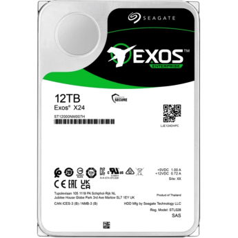 Жесткий диск SEAGATE SAS 3.0 12TB ST12000NM007H SERVER EXOS X24 (7200rpm) 512Mb 3.5"