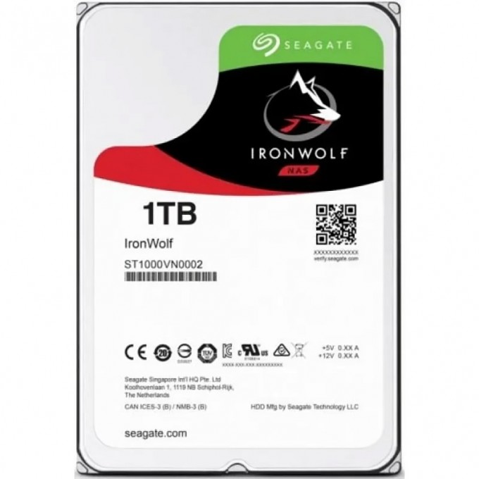 Жесткий диск SEAGATE SATA-III 1TB IRONWOLF (5900RPM) 64MB 3.5" ST1000VN002 Жесткий диск SEAGATE SATA-III 1TB IRONWOLF (5900RPM) 64MB 3.5" ST1000VN002
