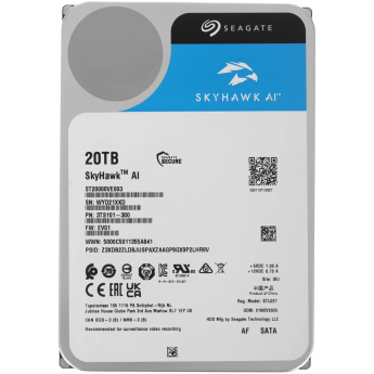 Жесткий диск SEAGATE SATA-III 20TB ST20000VE003 SURVEILLANCE SKYHAWKAI 512E (7200rpm) 512Mb 3.5"