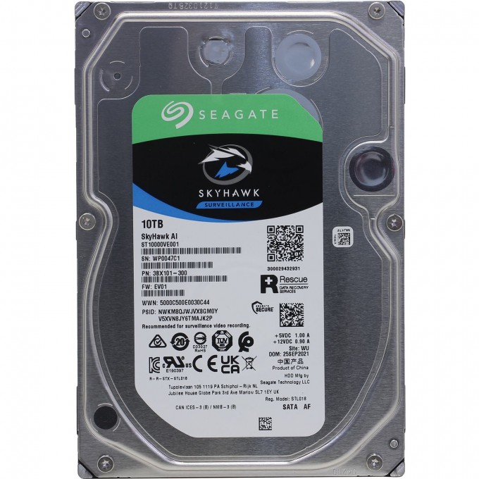 Жесткий диск SEAGATE SKYHAWK AI 3.5" 10 TB SATA III, 256 Mb ST10000VE001 Жесткий диск SEAGATE SKYHAWK AI 3.5" 10 TB SATA III, 256 Mb ST10000VE001